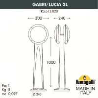 Садовый светильник-столбик Fumagalli Gabri/Lucia 2L 1R3.613.020.WYE27OR1 белый/оранж., опал