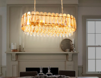 Подвесная хрустальная люстра TR5074/8 GD/TI/CL золото/янтарь/прозрачный E14/8 max 40W 800*360*950 (Ambrella Light, TR5074)